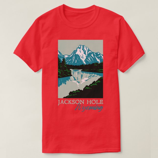 Jackson Hål Wyoming Retro Mountains Souvenir T Shirt (Design framsida)