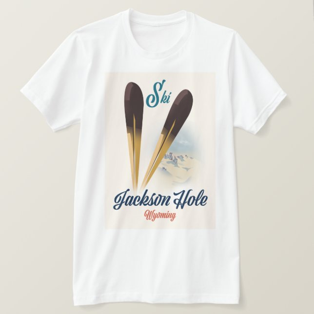Jackson Hål Wyoming Ski poster T Shirt (Design framsida)