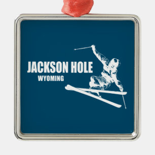 Jackson Hål Wyoming Skier Julgransprydnad Metall
