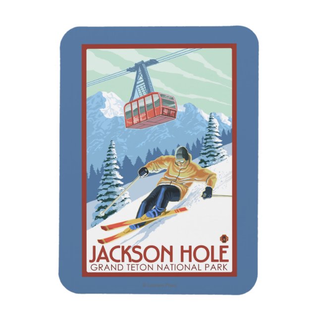 Jackson Hål, Wyoming Skier och Tram Magnet (Vertikal)