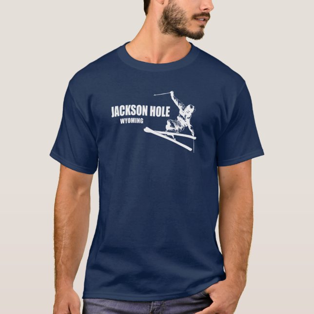 Jackson Hål Wyoming Skier T Shirt (Framsida)
