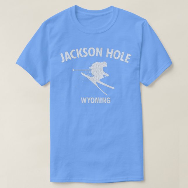 Jackson Hål Wyoming Skiing Ski Gift T Shirt (Design framsida)