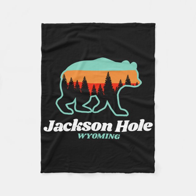 Jackson Hål Wyoming Skiing Snowboarding Bear Fleecefilt (Framsidan)