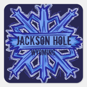 Jackson Hål Wyoming snöflakklistermärken Fyrkantigt Klistermärke