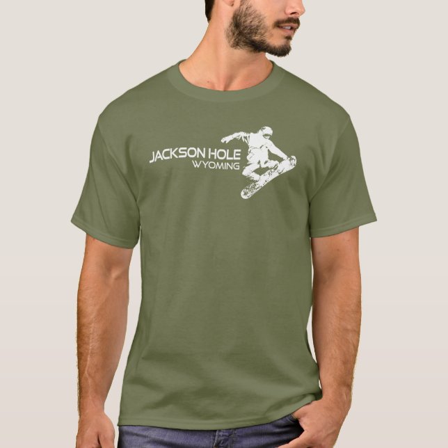 Jackson Hål Wyoming Snowboarder T Shirt (Framsida)