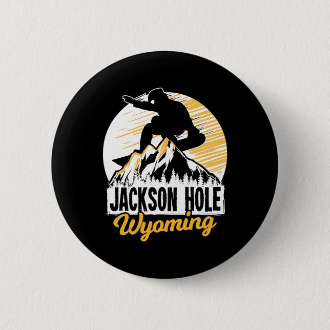 Jackson Hål Wyoming Snowboarding Gift for a Snowb Knapp (Framsida)
