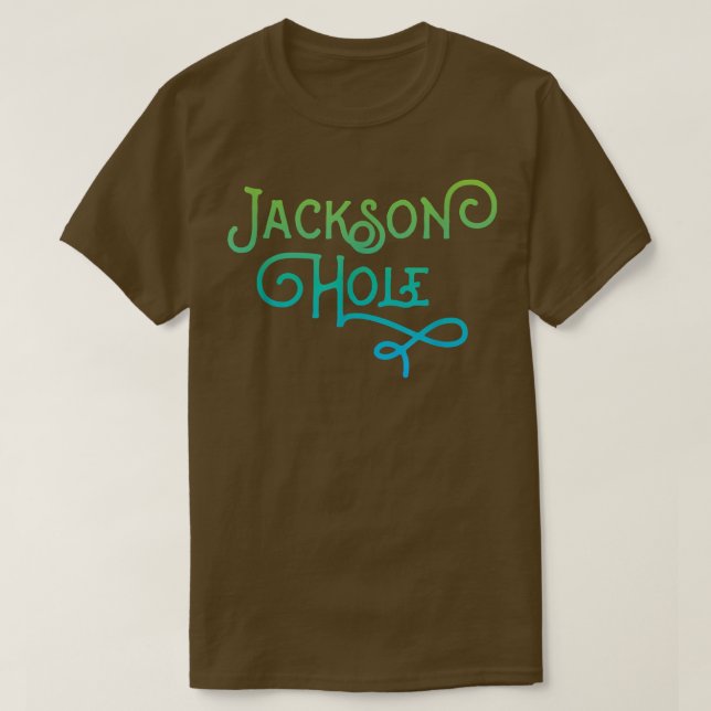Jackson Hål Wyoming Typografisk design T Shirt (Design framsida)