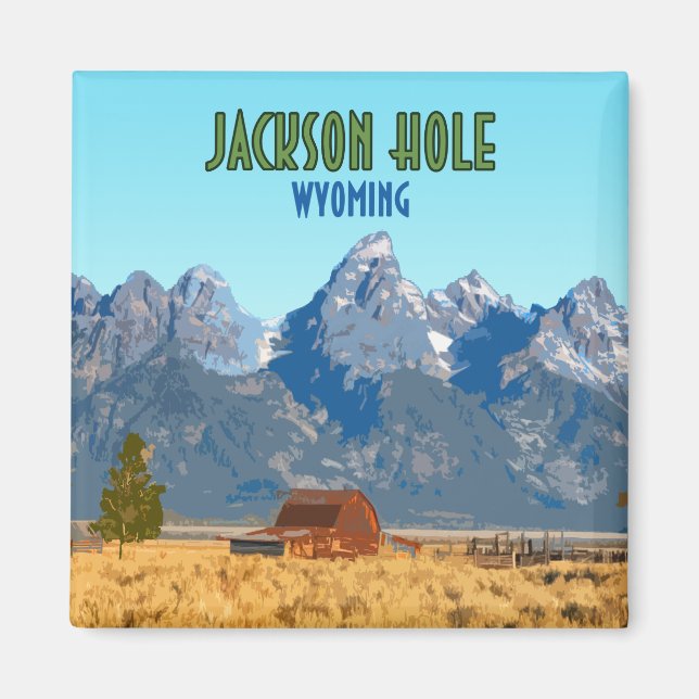 Jackson Hål Wyoming Vintage Magnet (Framsidan)