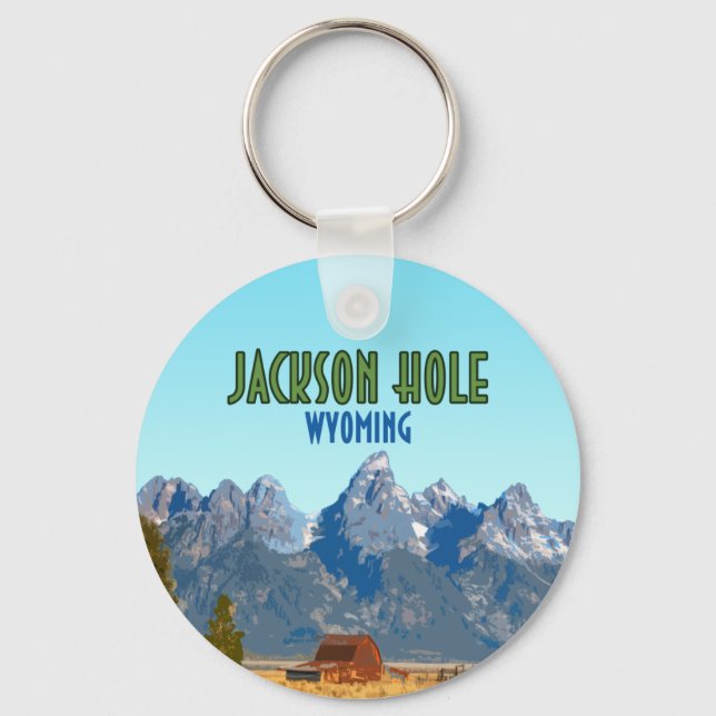 Jackson Hål Wyoming Vintage Nyckelring (Framsida)