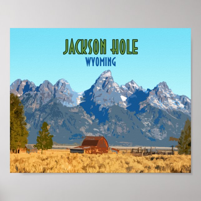 Jackson Hål Wyoming Vintage Poster (Framsidan)