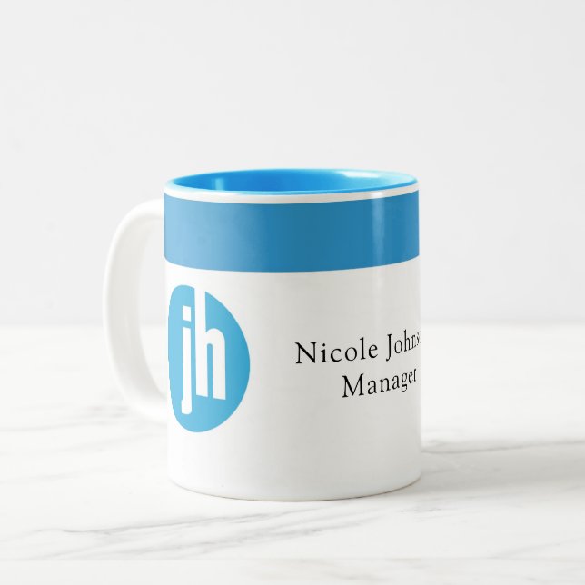 Jackson Hewitt Blue Monogram Två-Tonad Mugg (Framsida vänster)