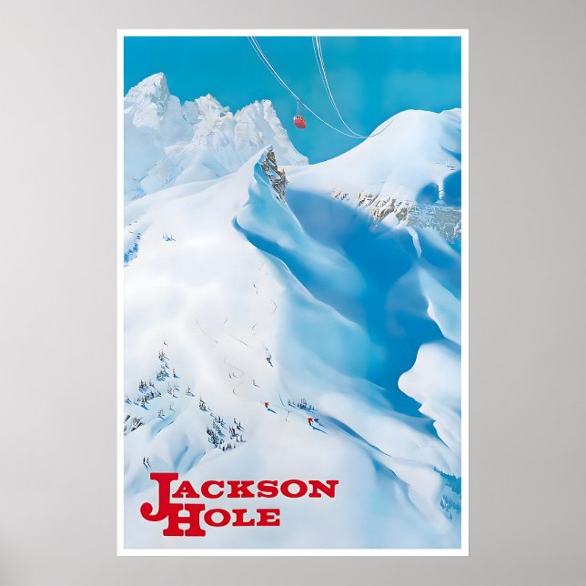 Jackson Hole Affisch Wyoming Resa Konst Vintage Sk (Framsidan)