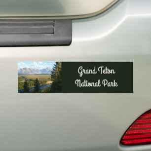 Jackson Hole-bergen och floden Bildekal