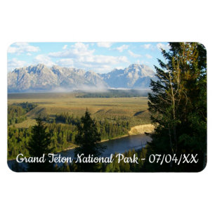 Jackson Hole-bergen och floden Magnet