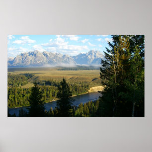 Jackson Hole-bergen och floden Poster