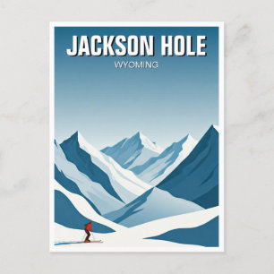 Jackson Hole Skidåkning Skidåkare Resa Vykort
