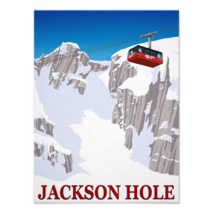 Jackson Hole skidar semesterortkabelbilen Fototryck