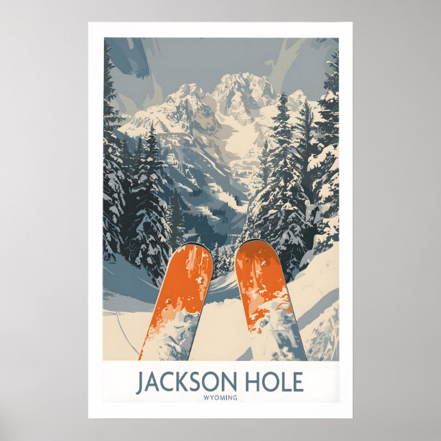 Jackson Hole skidtryck - Wyoming 1 Poster (Framsidan)