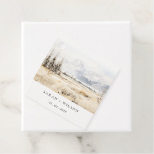 Jackson Hole Wyoming Akvarell Landskaps Bröllop Gåvor Etiketter