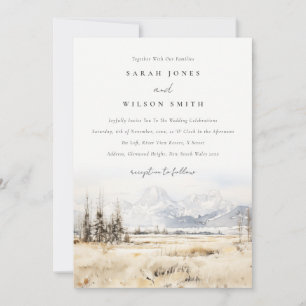 Jackson Hole Wyoming Akvarell Landskaps Bröllop Inbjudningar