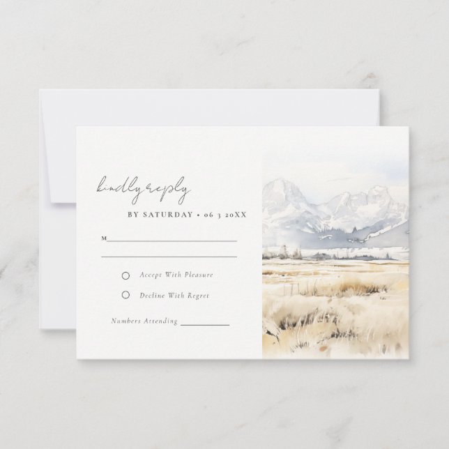 Jackson Hole Wyoming Akvarell Landskaps Bröllop OSA Kort (Framsida)