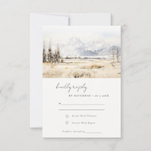 Jackson Hole Wyoming Akvarell Landskaps Bröllop OSA Kort