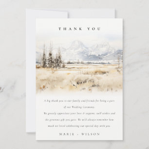 Jackson Hole Wyoming Akvarell Landskaps Bröllop Tack Kort
