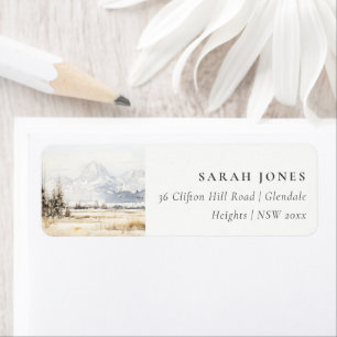 Jackson Hole Wyoming Akvarell Landskapsadress Returadress Etikett
