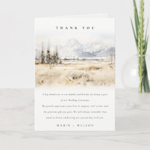 Jackson Hole Wyoming Akvarell Landskapsbröllop Tack Kort