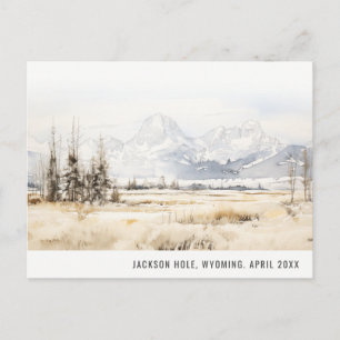 Jackson Hole Wyoming Akvarell Landskapsresa Helg Vykort