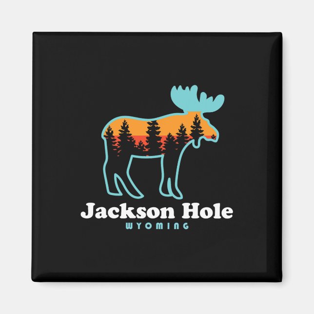 Jackson Hole Wyoming Älg Mountains Grand Tetons  Magnet (Framsidan)