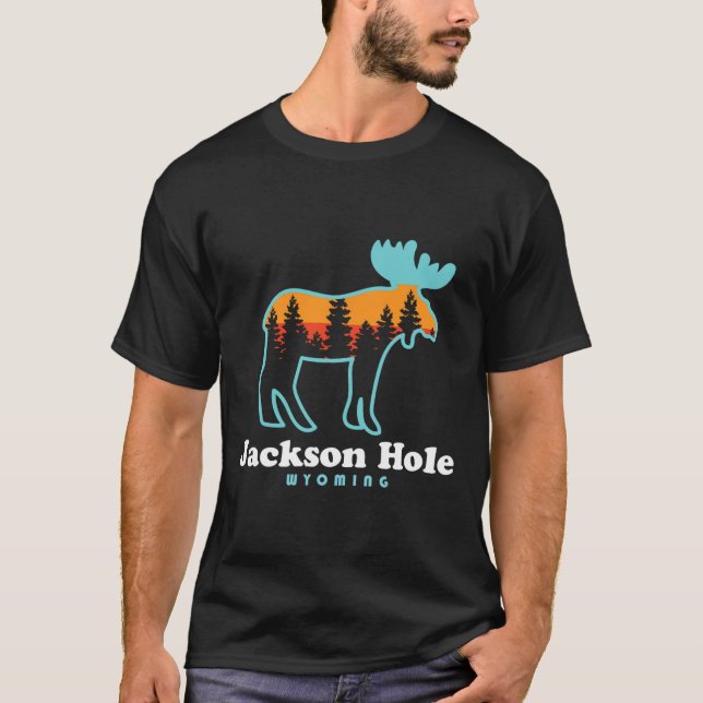 Jackson Hole Wyoming Älg Mountains Grand Tetons  T Shirt (Framsida)