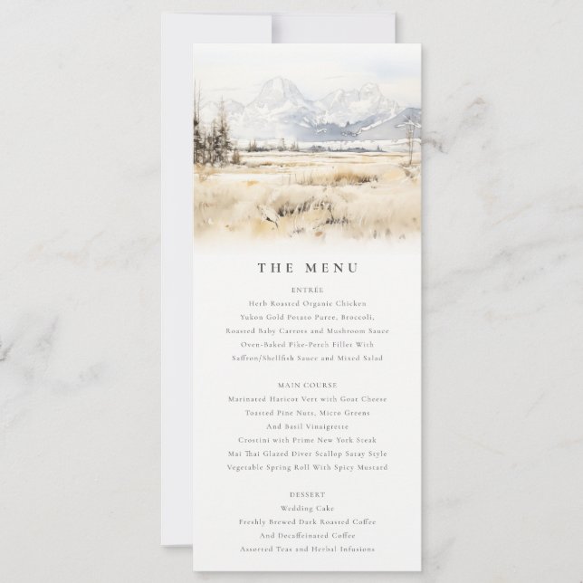 Jackson Hole Wyoming Landscape Wedding Menu Card Inbjudningar (Framsida)