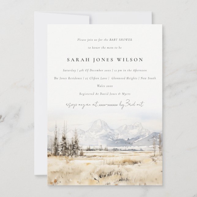 Jackson Hole Wyoming Landskaps Baby Shower Inbjudningar (Framsida)