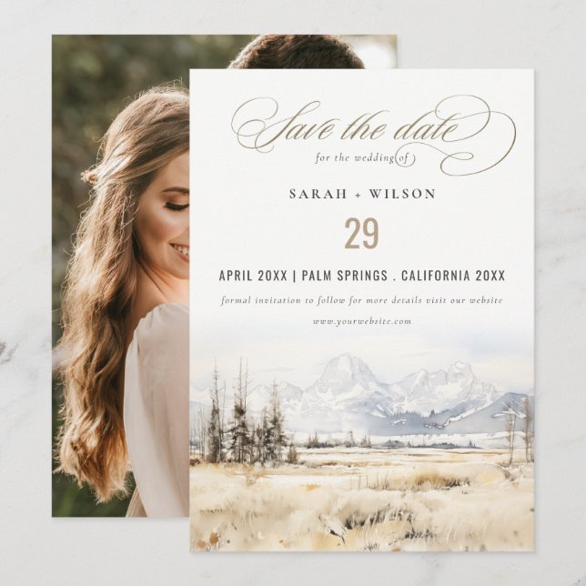 Jackson Hole Wyoming Landskaps Bröllopsfoto Spara Datumet (Fram/baksida)