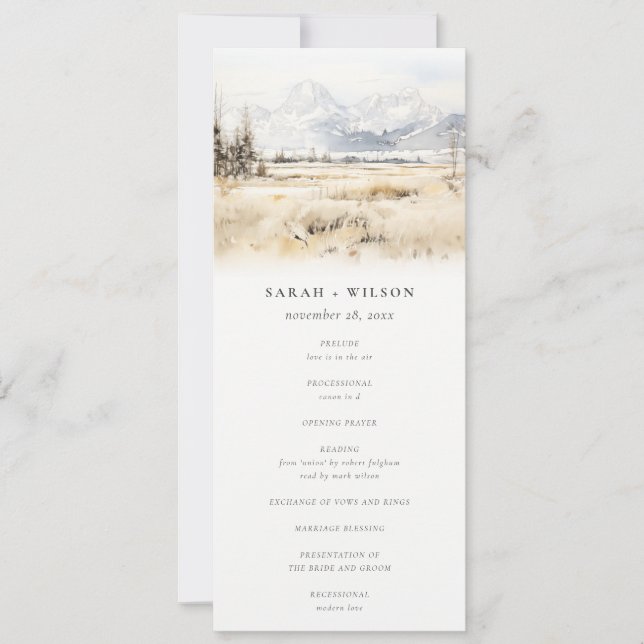 Jackson Hole Wyoming Landskaps Bröllopsprogram Inbjudningar (Framsida)