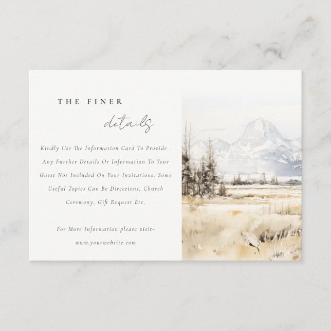 Jackson Hole Wyoming Landskapsbrölloppsdetaljer Tilläggskort (Framsida)