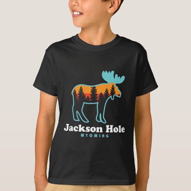 Jackson Hole Wyoming Moose Mountains Grand Tetons  T Shirt (Framsida)