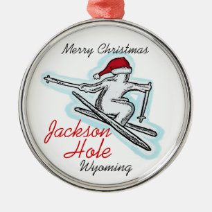 Jackson Hole Wyoming santa skierprydnad Julgransprydnad Metall