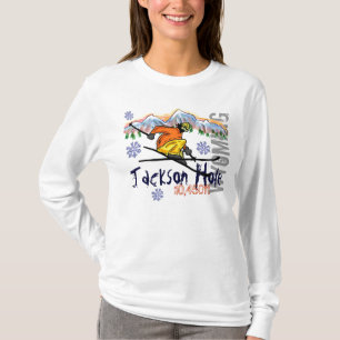 Jackson Hole Wyoming skidar höjdhoodien T-shirt