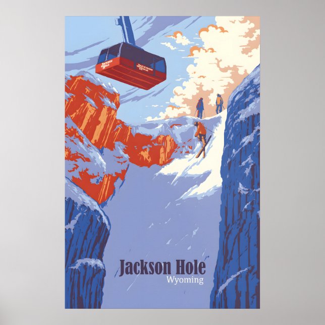 Jackson Hole Wyoming Skidort Reseskylt Poster (Framsidan)