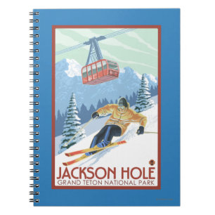 Jackson Hole, Wyoming Skier och spårvagn Anteckningsbok