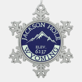 Jackson Hole Wyoming som skidar fotvandra Snöflinga Pewter Julgransprydnad