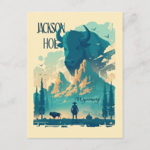 Jackson Hole Wyoming Vintage Vykort