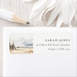 Jackson Hole Wyoming Watercolor Landscape Address Returadress Etikett