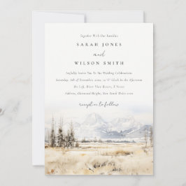 Jackson Hole Wyoming Watercolor Landscape Wedding Inbjudningar