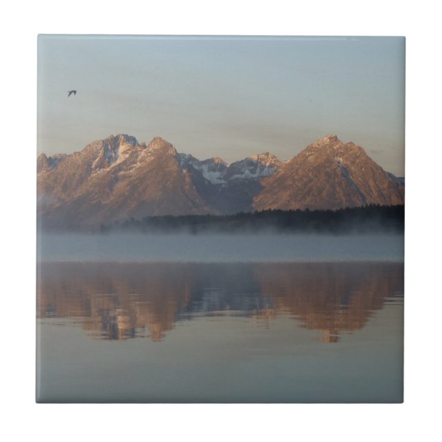 Jackson Lake Damms reflektion i Grand Teton Park Kakelplatta (Framsidan)