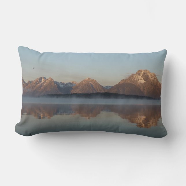 Jackson Lake Damms reflektion i Grand Teton Park Lumbarkudde (Framsida)
