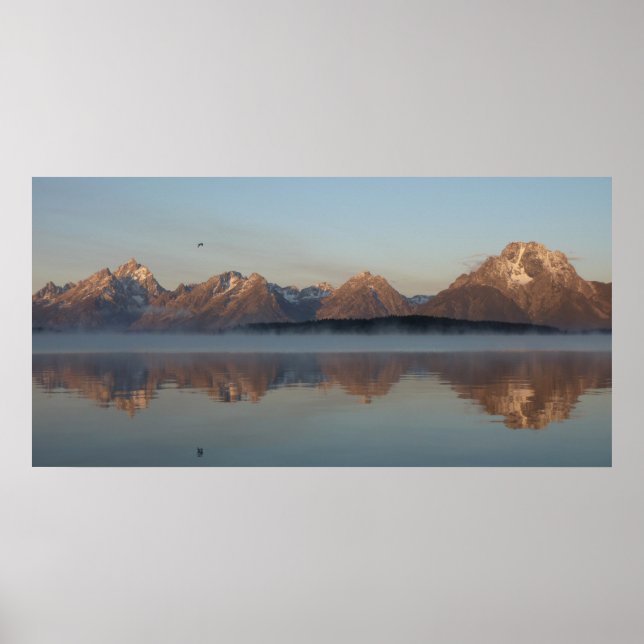 Jackson Lake Damms reflektion i Grand Teton Park Poster (Framsidan)