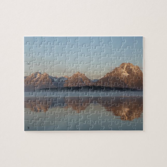 Jackson Lake Damms reflektion i Grand Teton Park Pussel (Horisontell)